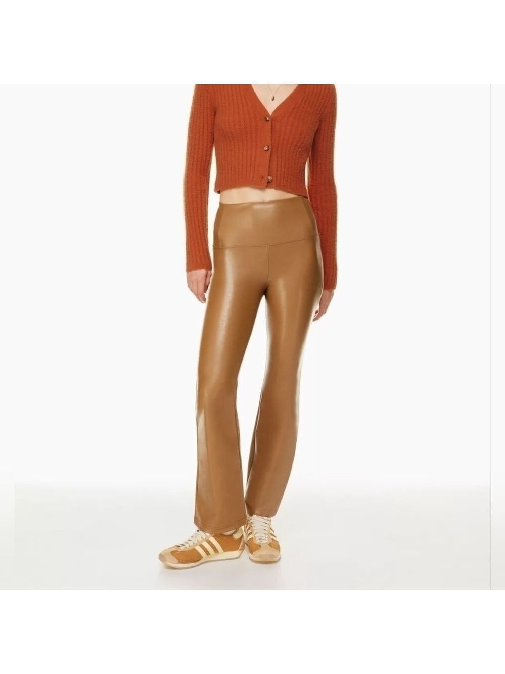 M - Wilfred Free | Daria Flare Faux Leather Pant - Cognac
